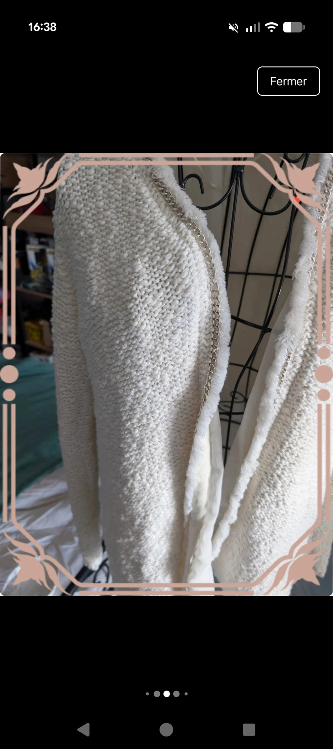 Beautiful chic white Zara Knit vest - Chain and voile details - Size L – photo 4